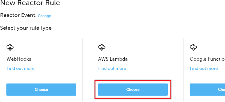 Select the AWS Lambda option